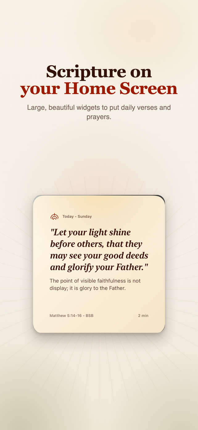 Official Chosen Portion App Store screenshot titled Scripture on your Home Screen, showing a large verse widget